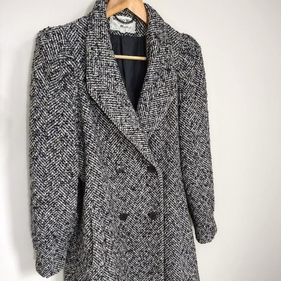 Vintage 80s Weather Wise by Micki Womens Wool Blend Speckled Pea Coat - Picture 4 of 13